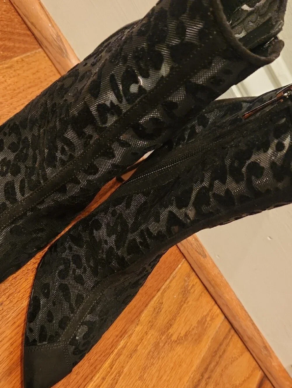 Jessica Simpson Black Leopard Mesh Ankle Booties